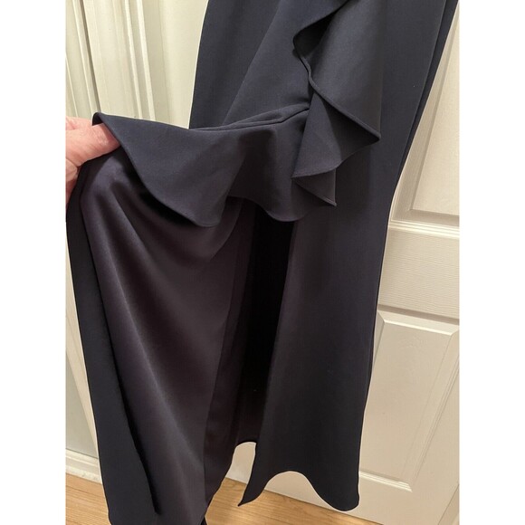 Betsy & Adam Ruffle Cascade Strapless Fit Flare Navy Prom Evening Gown Dress 4 - Picture 10 of 16